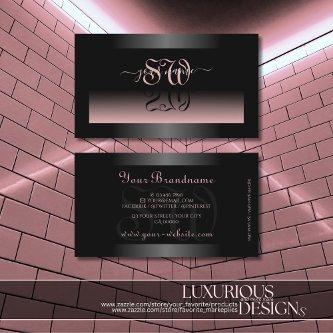 Classy Black Dusty Pink Gradient and Initials Chic