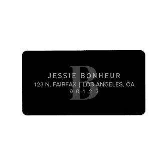 Classy Black & Light Dark Grey Return Address Label