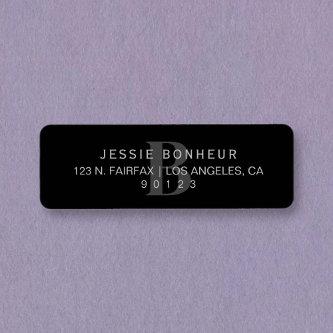 Classy Black & Light Dark Grey Return Address Label