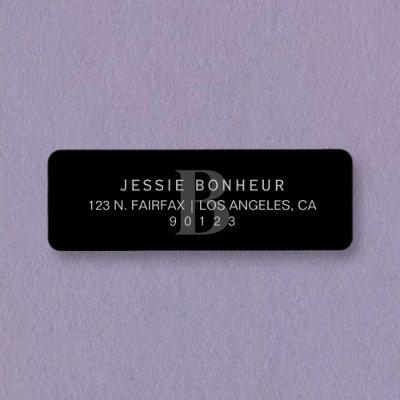Classy Black & Light Dark Grey Return Address Label