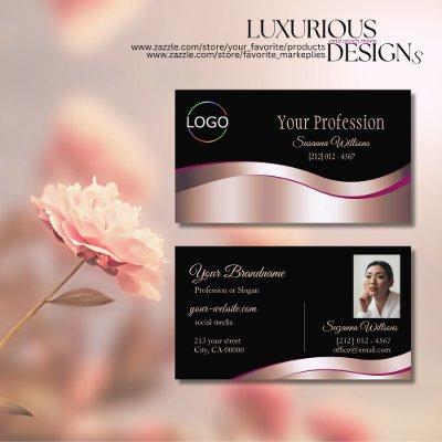 Classy Black Wavy Rose Gold Decor with Logo Photo