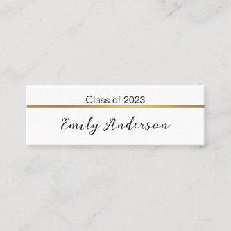 Classy Black White Gold Graduation Name Card