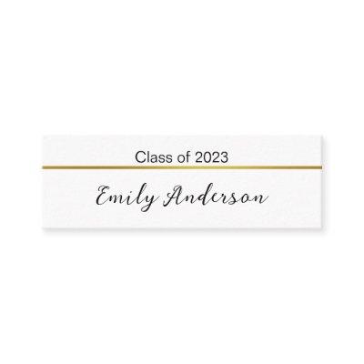 Classy Black White Gold Graduation Name Card