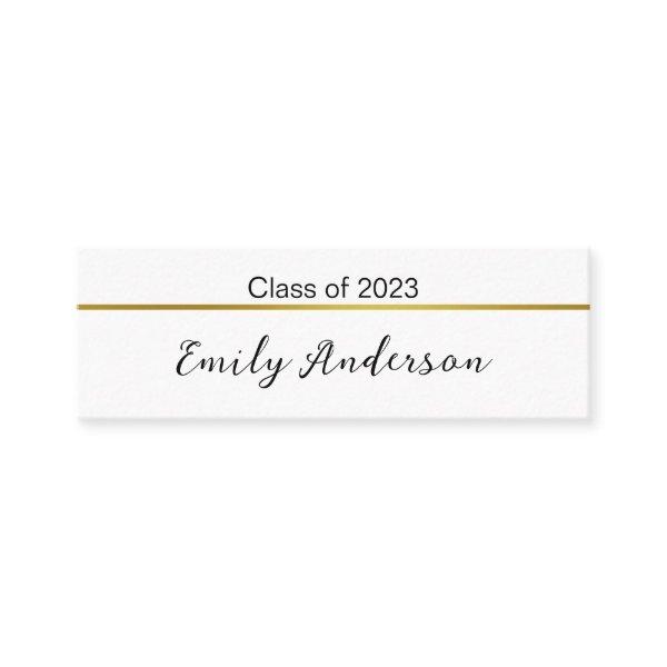 Classy Black White Gold Graduation Name Card