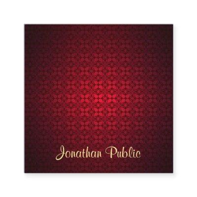 Classy Calligraphy Script Name Elegant Red Damask Square
