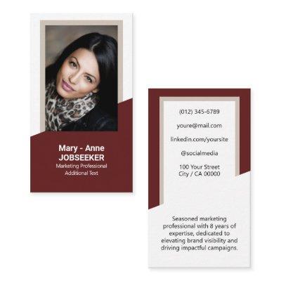 Classy Classic Job Seeker Burgundy Red White Frame