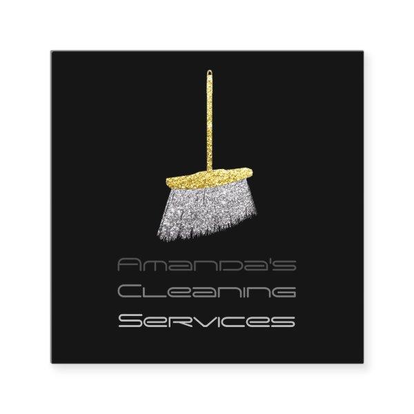 Classy Cleaning Residence Services Maid Gold Black Square