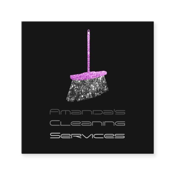 Classy Cleaning Residence Services Maid Pink Black Square
