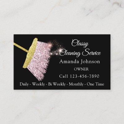 Classy Cleaning Service Elegant Gold Pink