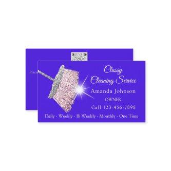 Classy Cleaning Service Maid Blue Silver QR CODE