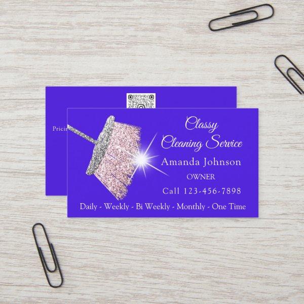 Classy Cleaning Service Maid Blue Silver QR CODE