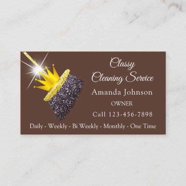 Classy Cleaning Service Maid Brown Gold Crown