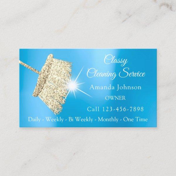 Classy Cleaning Service Maid Gold Blue Ocean