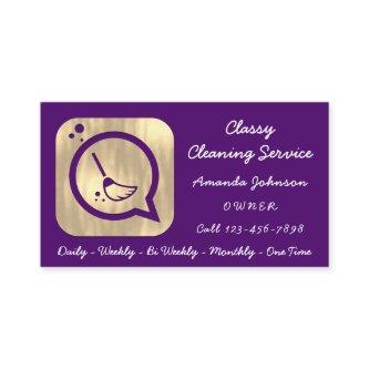 Classy Cleaning Service Maid Gold Groom LogoPurple