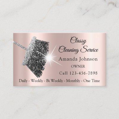 Classy Cleaning Service Maid Gray Silver Rose