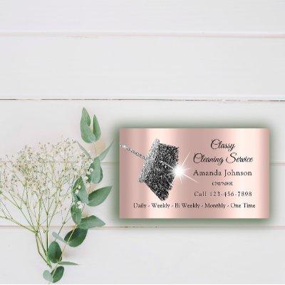 Classy Cleaning Service Maid Gray Silver Rose