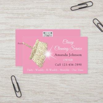 Classy Cleaning Service Maid Pink Gold QRCODE