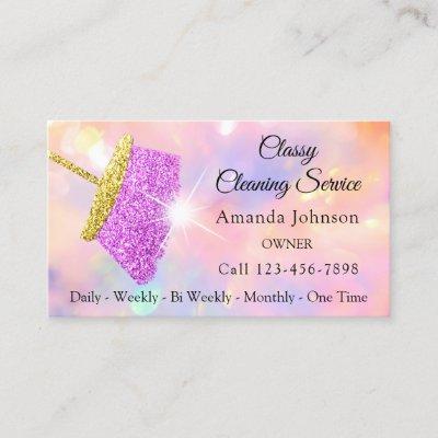 Classy Cleaning Service Maid Pink Holograph