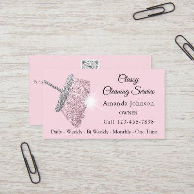 Classy Cleaning Service Maid Pink Silver QR CODE