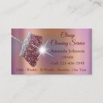 Classy Cleaning Service Maid Rose Silver Holograph