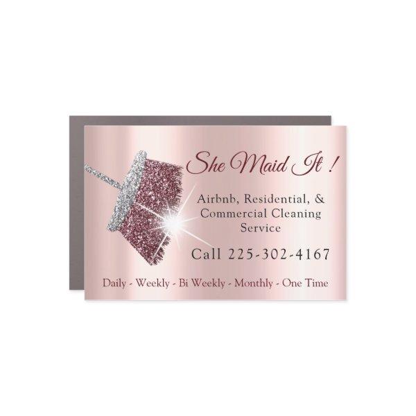 Classy Cleaning Service Maid Rose Silver Pink Busi Car Magnet