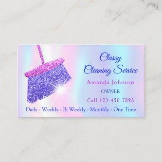 Classy Cleaning Services Holograph Blue Glitter