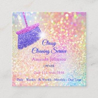 Classy Cleaning Services Holograph Gold Glitter Square