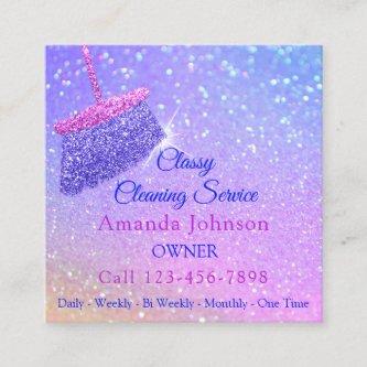 Classy Cleaning Services Holograph Pink Glitter Square