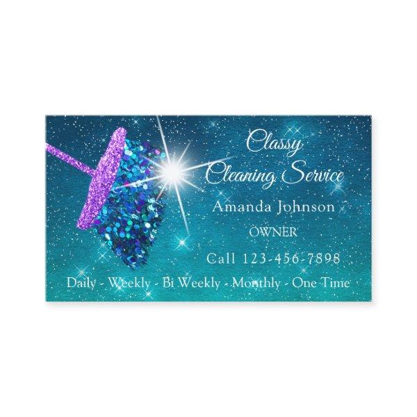 Classy Cleaning Services Pink Purple Glitter Blue