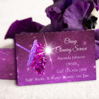 Classy Cleaning Services Pink Purple Glitter Maid