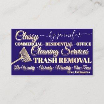 Classy Cleaning Trash Removal Maid QR Code Blue