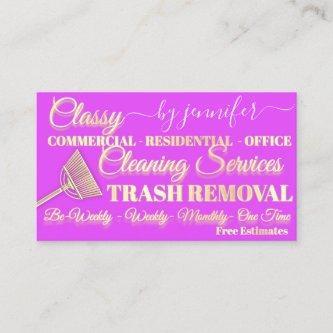 Classy Cleaning Trash Removal Maid QR Code Gold