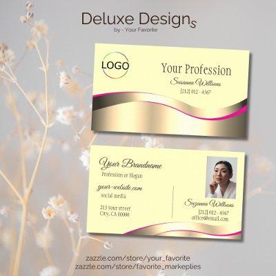 Classy Cream Wavy Gold Decor with Logo and Photo