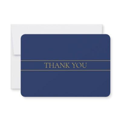 Classy Customizable Gold Text & Dark Navy Blue Thank You Card