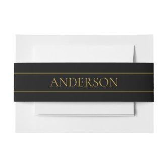 Classy Customizable Gold Text & Lines Invitation Belly Band