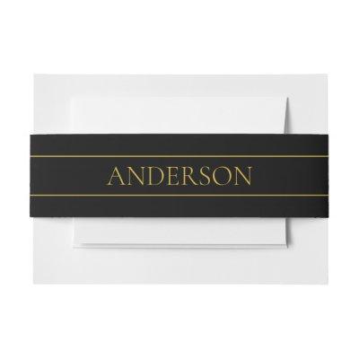 Classy Customizable Gold Text & Lines Invitation Belly Band