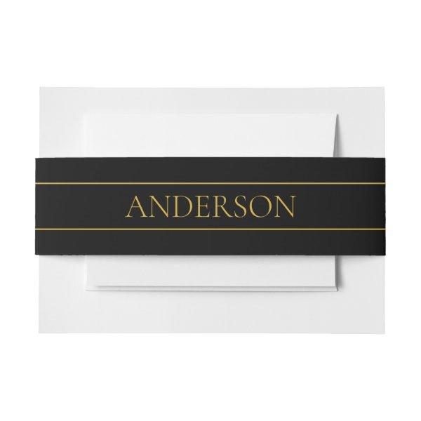 Classy Customizable Gold Text & Lines Invitation Belly Band