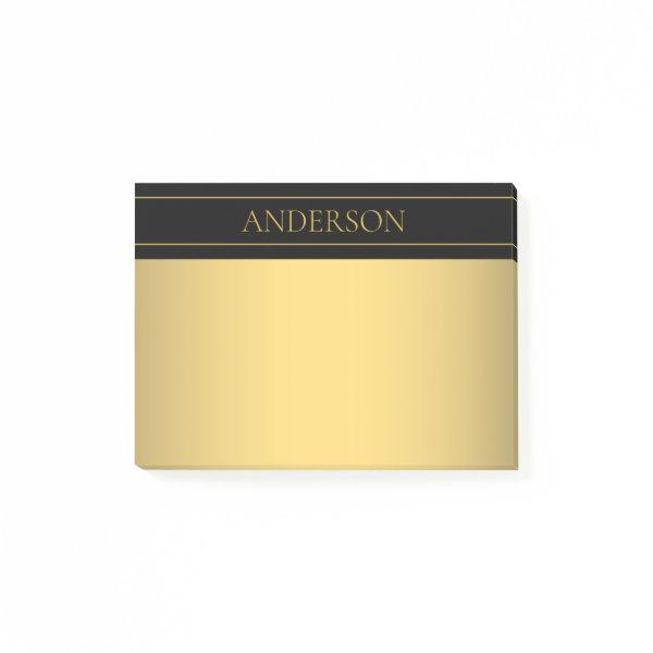Classy Customizable Gold Text & Lines Post-it Notes