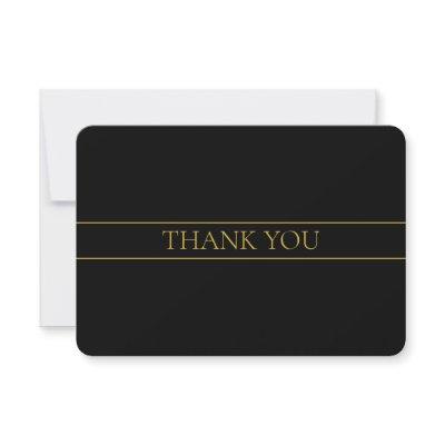 Classy Customizable Gold Text & Lines Thank You Card
