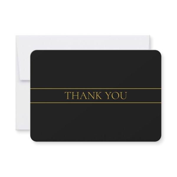 Classy Customizable Gold Text & Lines Thank You Card