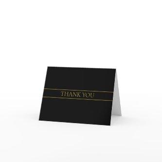 Classy Customizable Gold Text & Lines Thank You Card