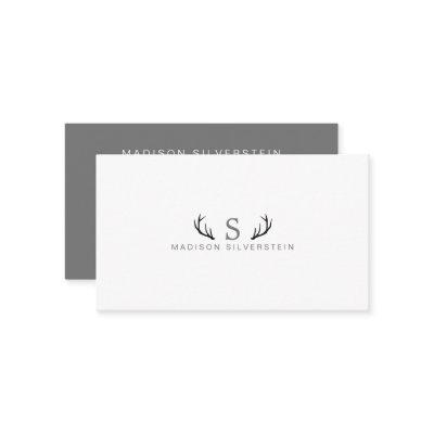 Classy Deer Antlers Gray Monogram Professional