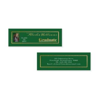 Classy Elegant Gold Text Graduate Photo Green  Mini