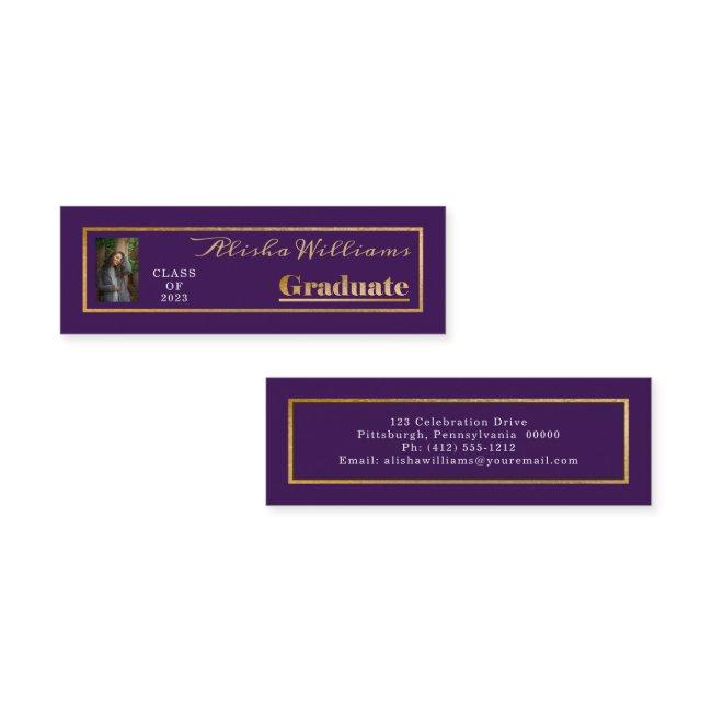 Classy Elegant Gold Text Graduate Photo Mini