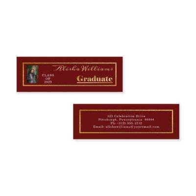 Classy Elegant Gold Text Graduate Photo Mini