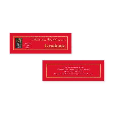Classy Elegant Gold Text Graduate Photo Mini