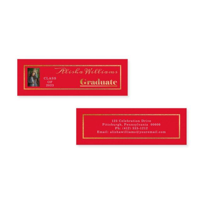 Classy Elegant Gold Text Graduate Photo Mini