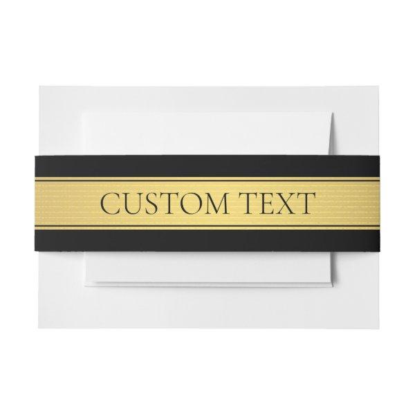 Classy Faux Gold Stripe & Black Background or DIY Invitation Belly Band