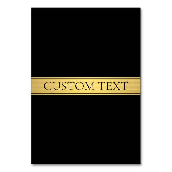 Classy Faux Gold Stripe & Black Background or DIY Table Number