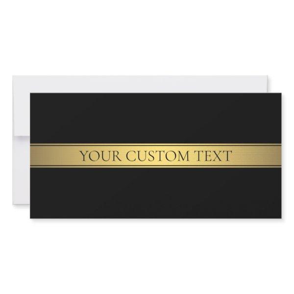Classy Faux Gold Stripe & Black Background or DIY Thank You Card